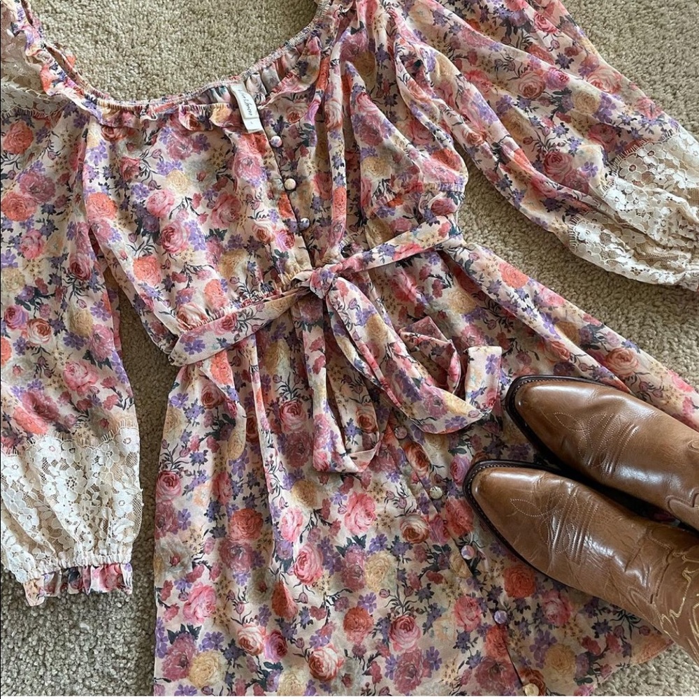For Love & Lemons sheer floral dress/robe - Picture 2 of 8